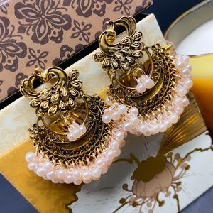 Indian/Pakistani earrings, pearl hoops